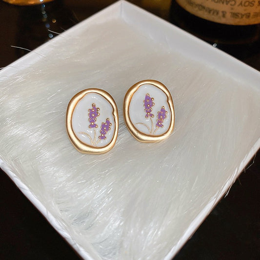 Pendientes de flores lavanda